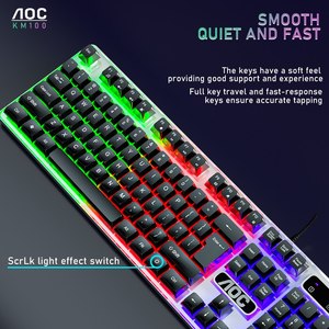 AOC KM100 RGB Wired Gaming <strong>Keyboard</strong> &amp; 800DPI 6 Button Mouse Set Ergonomic Waterproof <strong>Keyboard</strong> Color Backlight for <strong>Computer</strong> PC - Product Image 6