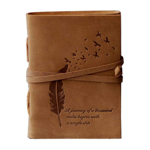 Handmade Antique-Style Leather Promotional Notebook for Men Inspired Quote Leaf Embossing Bound <strong>Notepad</strong> for Gift Giving Writing - Product Image 1