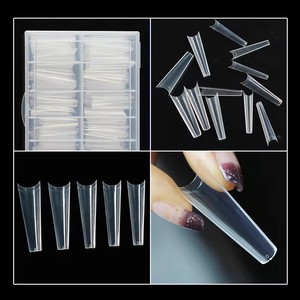 Aillsa 480 adet XXL tırnak ipuçları hafif ince yanlış tırnak C eğrisi şekli yapay tırnaklar uzun düz temizle yarım kapak tırnak ipuçları - Product Image 5