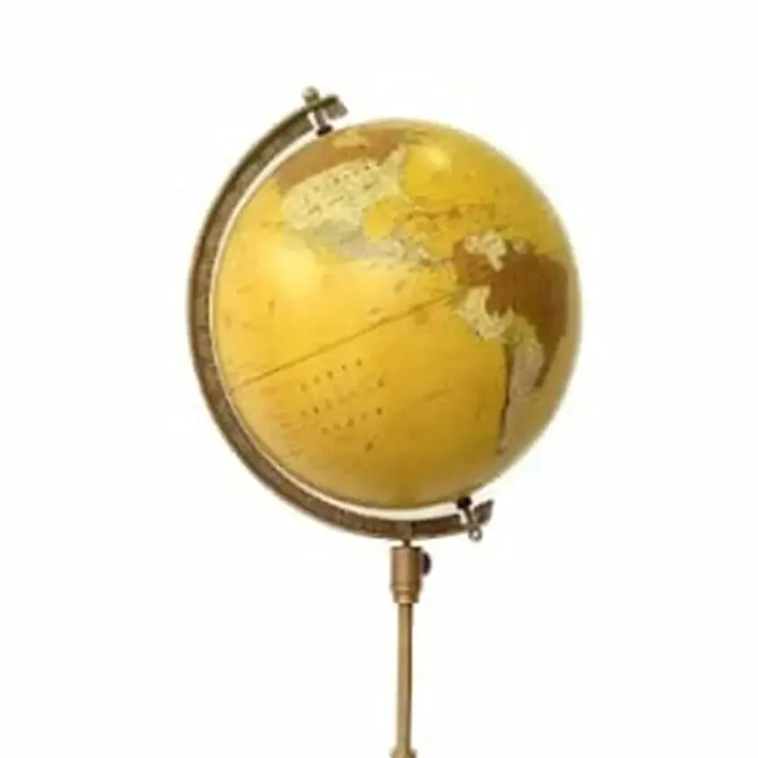 CALVIN HANDICRAFTS "삼각대 스탠드 해상 장식 선물 항목이있는 골동품 해상 황동 세계 지구 및지도