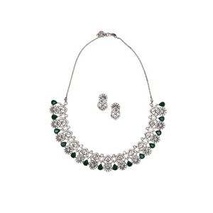 Kalung desain tulang belakang indah dengan hadiah fusi kecantikan alami batu zamrud CZ yang memesona dalam harga terbaik - Product Image 1