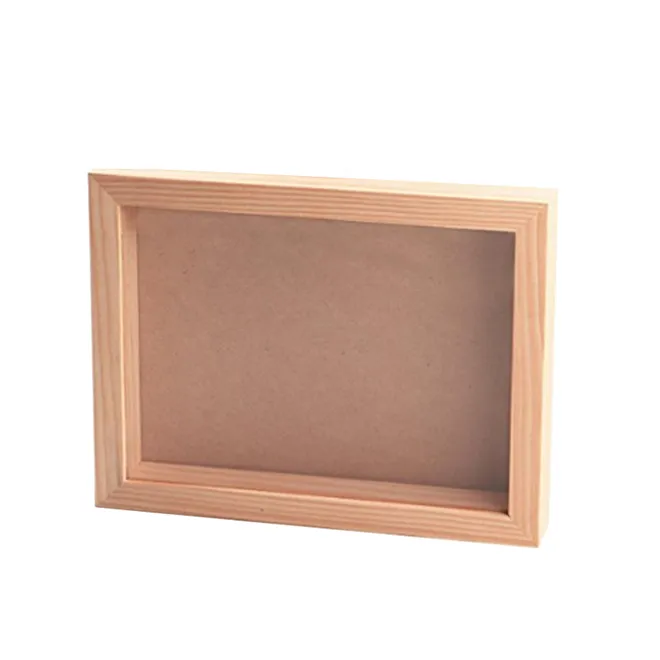 Marco de foto de madera maciza de escritorio Natural rústico, cuadro colgante de trabajo de pared, caja de sombra de madera personalizada