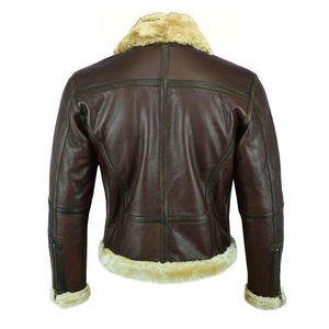 Mens B3 Bomber Aviator Shearling Sheepskin Leather <strong>Jacket</strong> - Product Image 2