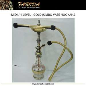 热卖Farida中号实心黄铜水烟筒四季漆直Sheesha/玻璃优质黄铜吸烟装置来自埃及