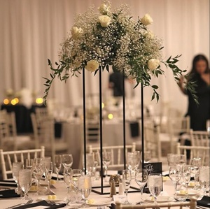 Modern Minimalist Metal Wedding <strong>Centerpiece</strong> with Geometric Patterns for Contemporary and Stylish Event Table Decor - Product Image 1