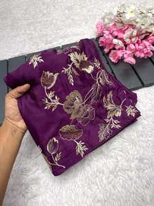 ผ้าส่าหรีผ้าบางเนื้อนิ่มปักลายสวยงามสำหรับเสื้อผ้าอินเดียแบบดั้งเดิม - Product Image 2
