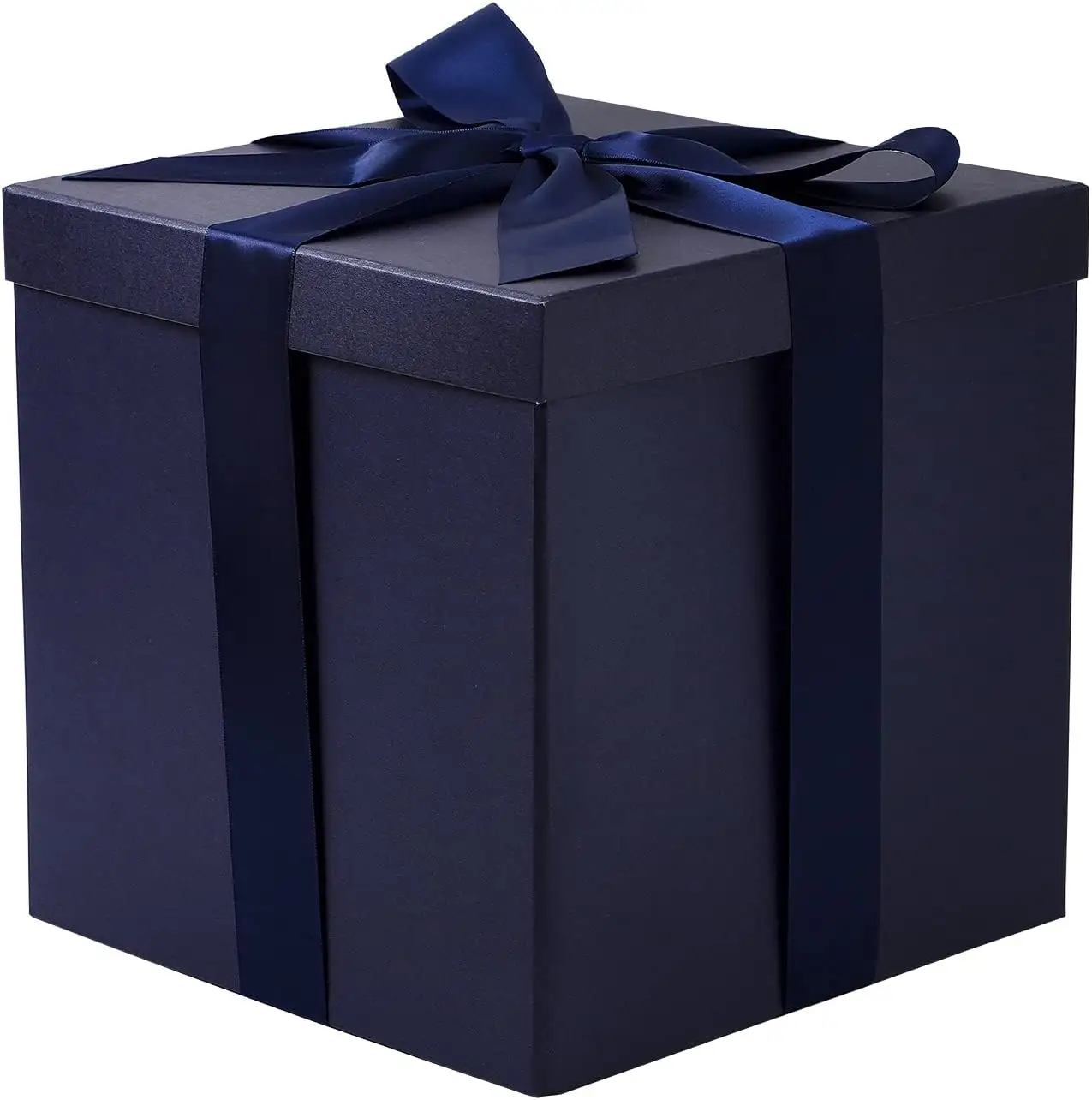 صندوق مجوهرات بغطاء وسندوب متوسط الحجم لهدايا أعياد الميلاد مزود بأغطية شريطية ومناديل ورقية صندوق هدايا قابل للطي باللون الكحلي