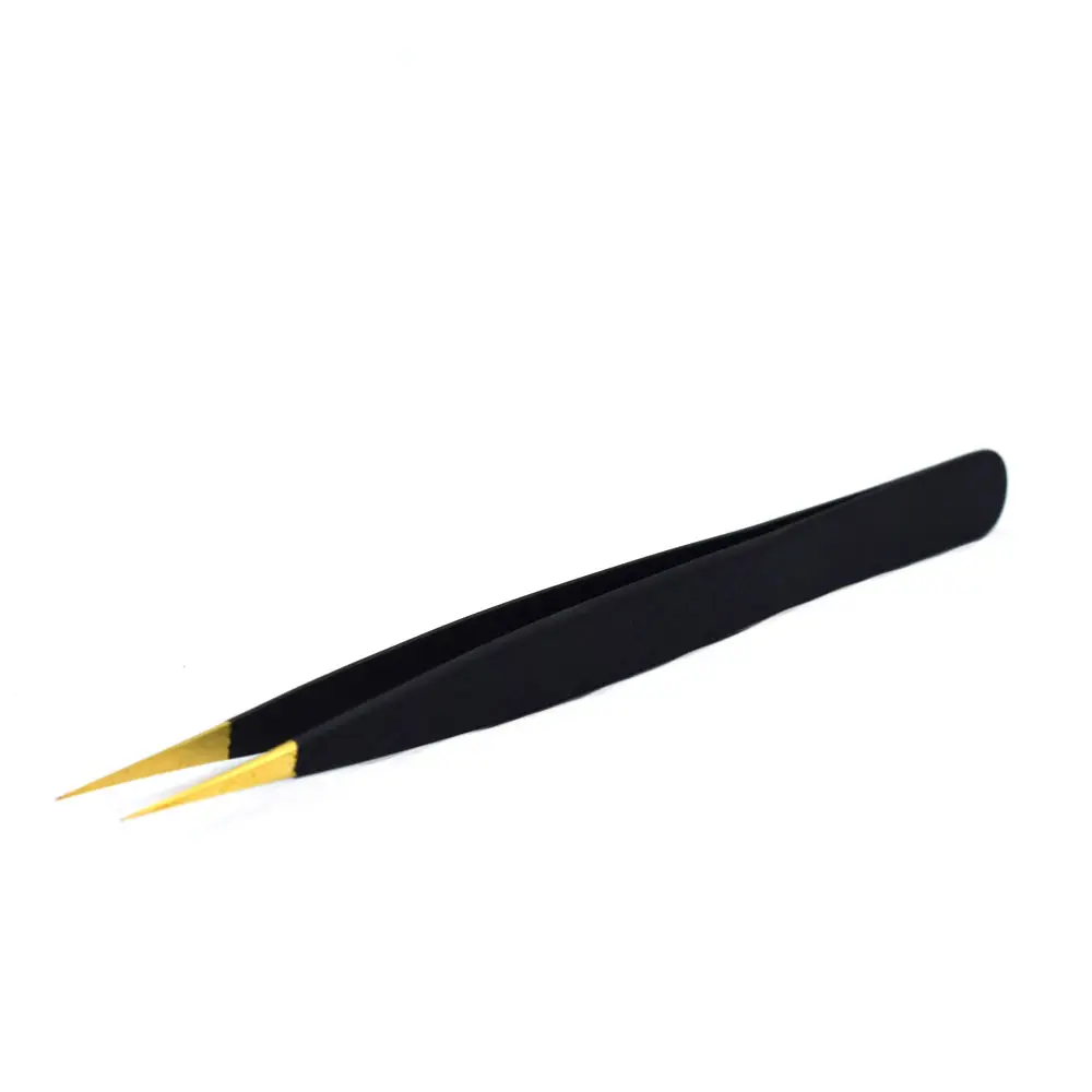 Black & gold Tweezerman Mini pince à épiler à pointe inclinée Extension de cils ensemble de pinces à épiler pour sourcils poils faciaux, poils incarnés
