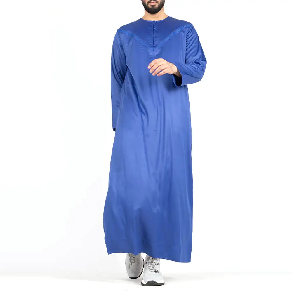 Vêtements musulmans de couleur bleu Royal pour hommes, robe longue, costume Juba personnalisé pour hommes, nouvelle mode à manches longues Design pour hommes Jubba