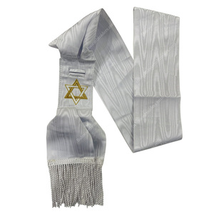 MASONIC REGALIA OF ORDER OF SCARLET CORD CANDIDATES <strong>SASH</strong> - RED MOIRE RIBBON - MACHINE MADE EMBROIDERY ( BE-SCR-SAH-003 ) - Product Image 3