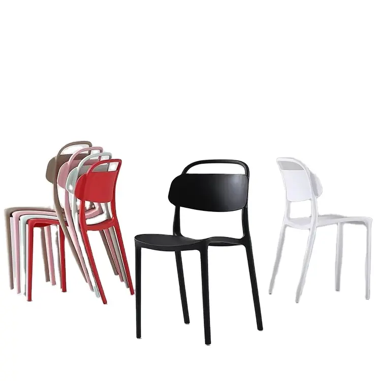 Minghao cadeiras coloridas de plástico, cadeiras para sala de jantar com design simples, cadeiras de restaurante e casa