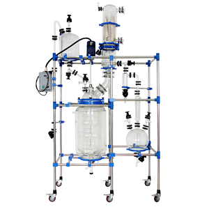 Lò phản ứng sinh học kỹ thuật số mới cho nhà máy sản xuất máy bơm lò phản ứng thủy tinh jacked 10L 20L 50L 100L phòng thí nghiệm hóa học lò phản ứng - Product Image 3