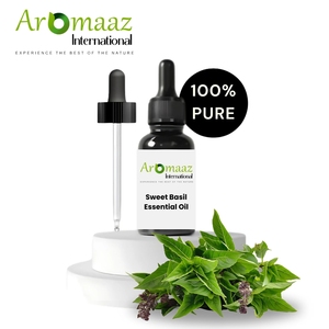 Sweet Basil Essential <strong>Oil</strong> Organic for Skin - 100% Pure and Natural Ocimum Basilicum Leaves Steam Distilled Available in Bulk - Product Image 1