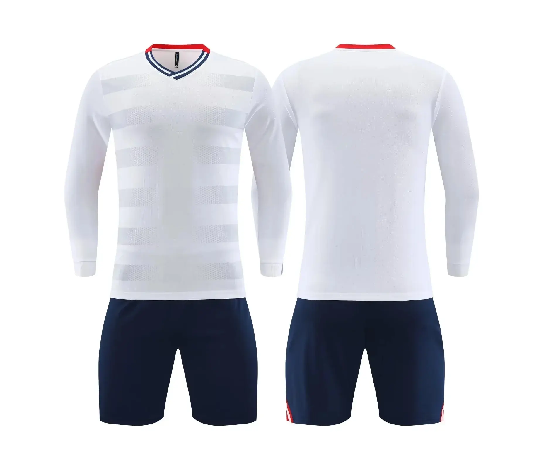 Uniformes de futebol com estampa personalizada de sublimação de tinta, conjunto de roupas esportivas para treinamento de equipe, roupas de futebol, conjunto de mangas completas