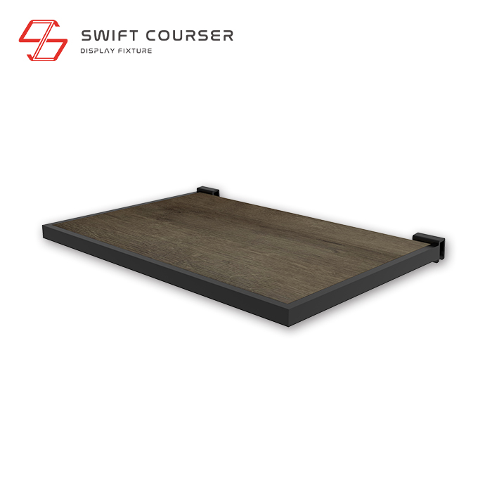 Frame (Black) + Wood Shelf (Dark Brown)