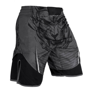 人気カスタム2トーンカラーMMAショーツグラフィックプリント付きデュアルカラーデザインストレッチ生地MMAショーツ - Product Image 2