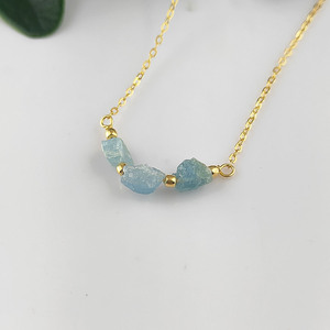 Natural Aquamarine Gemstone Nugget Birthstone Chunky Stone Necklace <strong>Chain</strong> <strong>Wholesale</strong> - Product Image 4