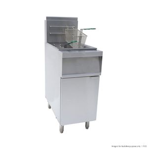 批发价薯条和炸鸡餐厅不锈钢台面商用双罐电炸锅带柜 - Product Image 3