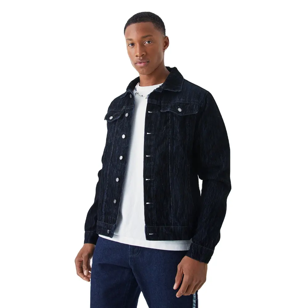 Toptan fiyat özel Logo marka ve rahat Streetwear Denim kot erkek ceketler Denim ceket erkek uygun fiyat için