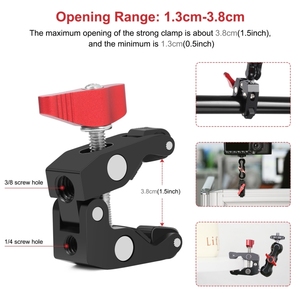 Super Camera Clamp <strong>Mount</strong> with 1/4'' Screw for Phone for Go Pro for Insta360 PULUZ Metal Multi-function Magic Arm Ball Bracket - Product Image 5