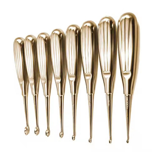 Toptan görünümlü Spinal aracı kemik Curette seti gül altın kaplanmış Metal çelik 8 adet Volkmann kemik Curette keskin kaşık Curette