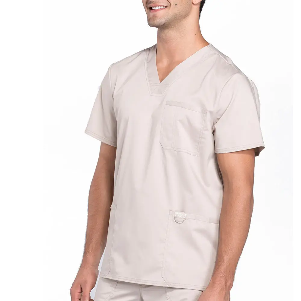 Bianco Premium Quality Anti Shrink Hospital Uniforms Medical Scrubs Top manica corta Easy Move Scrubs Suit For Men V Neck Uniform