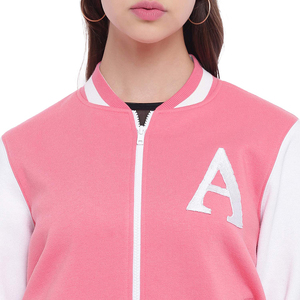100% 羊毛面料粉色外套白色袖子纽扣闭合大学男生夹克 - Product Image 6
