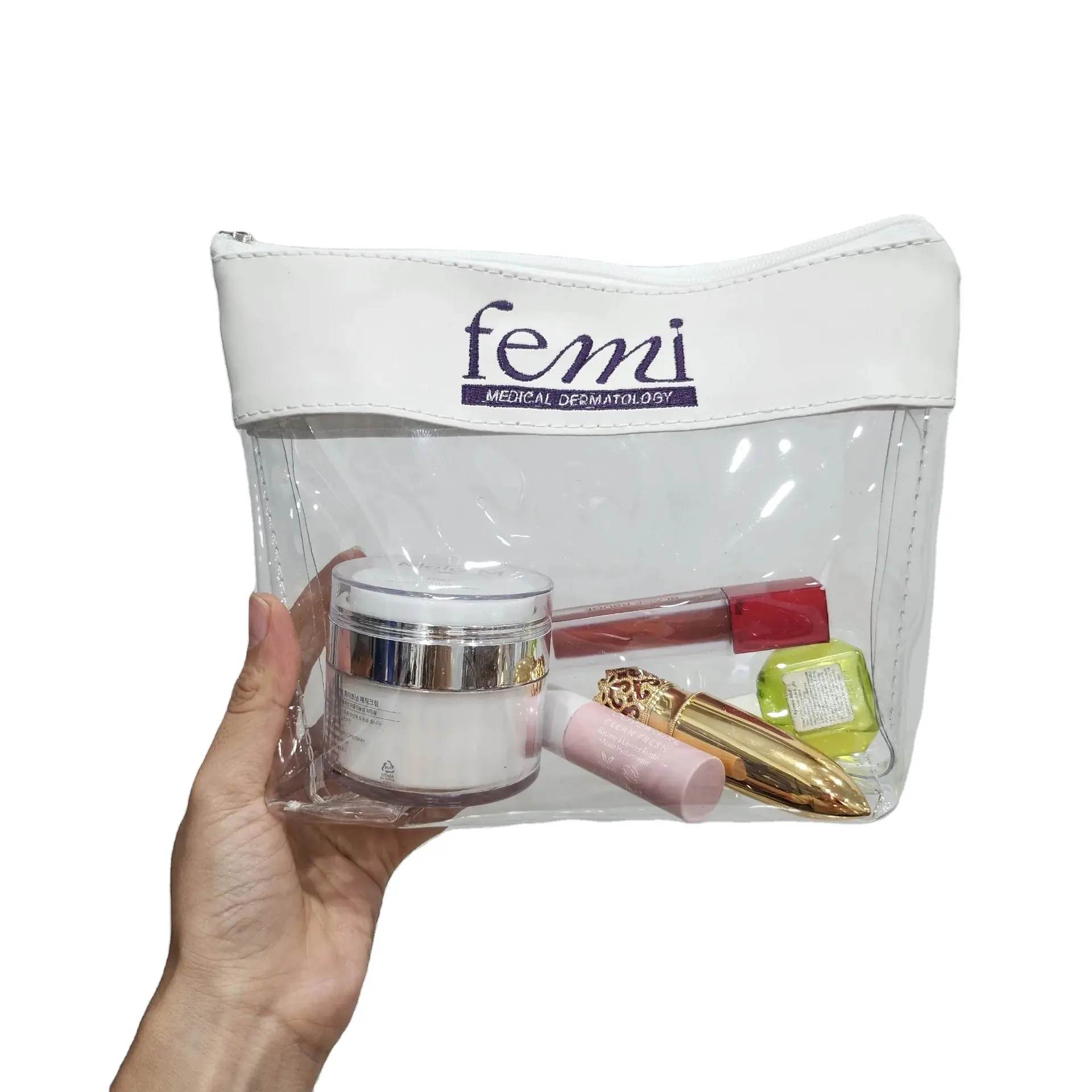 Latest Design Travel Transparent Simili Cosmetic Bag Clear Make up Pouch with Zipper and logo customized from Viet Nam