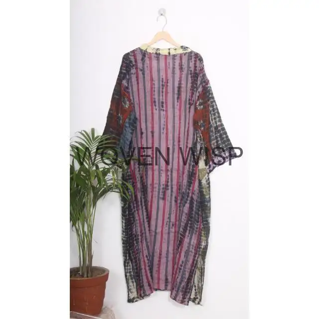 Kimono de algodón con estampado de bloques, ropa de Festival, Kimono Kaftan, bata Oriental, túnicas para mujer, túnicas de Kimono de algodón 100%, Kimon de algodón puro