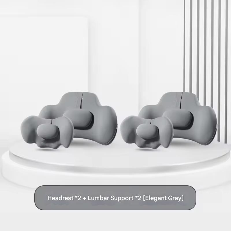 Gris élégant 2 appuis-tête 2 supports lombaires