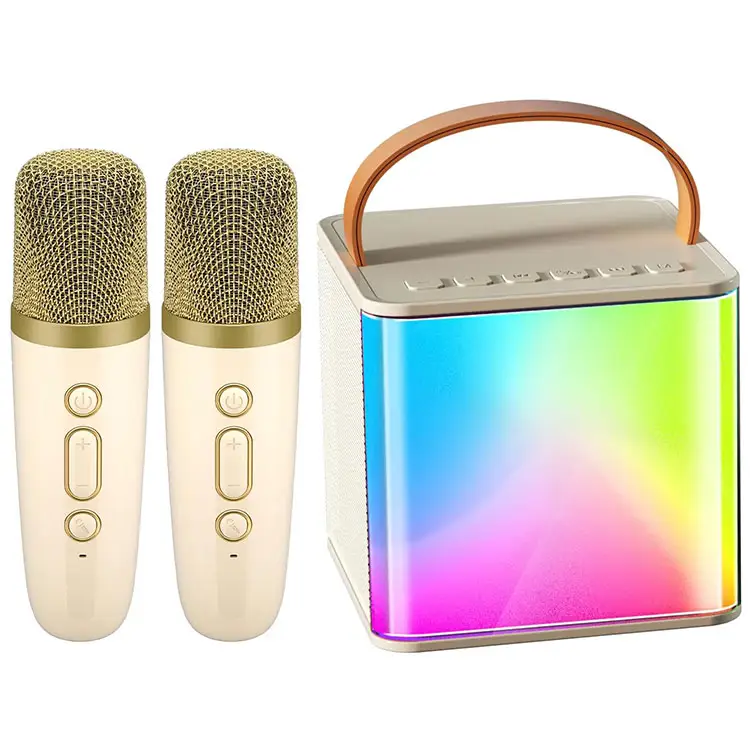 Haut-parleur Bluetooth avec lumières LED Lecteur karaoké portable avec microphone sans fil portable pour enfants