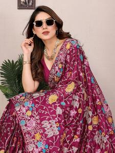 חדש rangoli saree משי חדש עם צנרת רקמה ג-פאלו הגבול ואת הפעלת חולצת משי הודי & הפקיסטני
