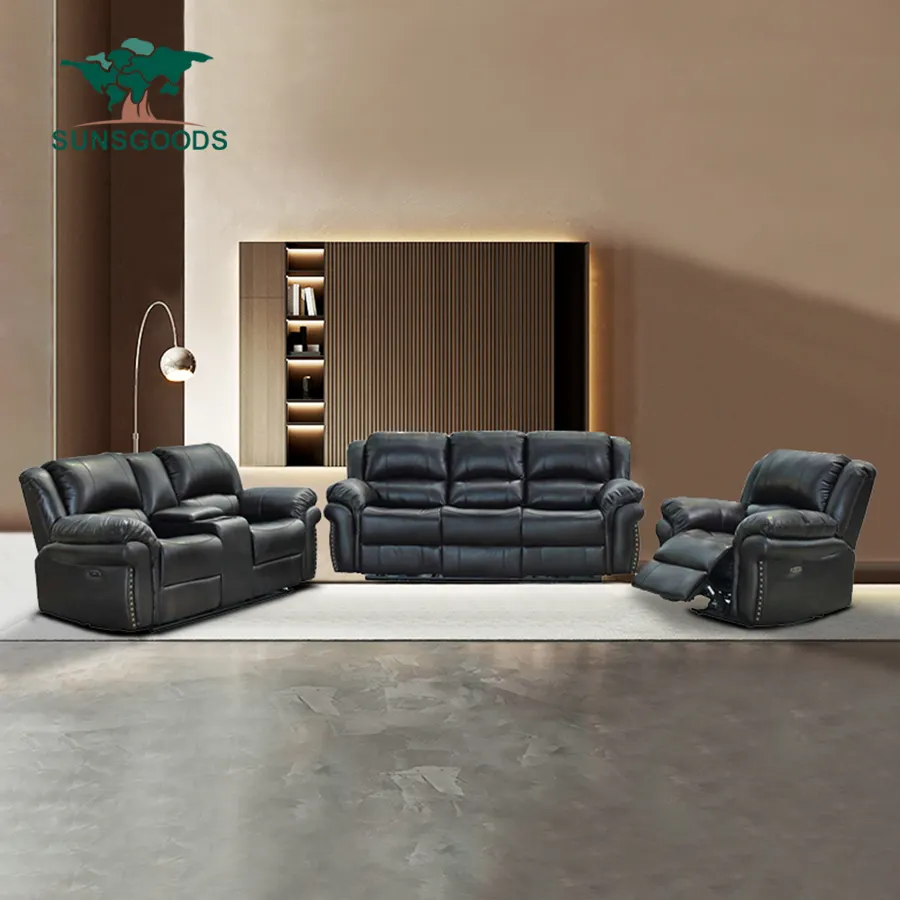 Elegante moderno di lusso elettrico reclinabile divano divano componibile in vera pelle divano divano Comfort