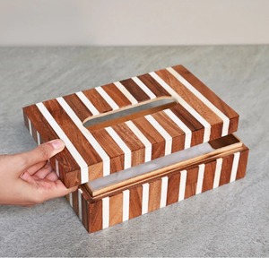 Handcrafted Natural Resin Crafts Facial Tissue Box <strong>Shell</strong> Inlay Decorative Paper Roll Angel Artificial Wood Model for <strong>Living</strong> - Product Image 4