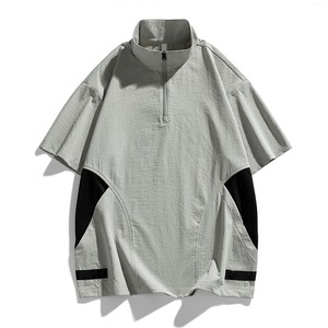 大码8xl马球衫男士拼布超大5xl 6xl 7xl拉链向上透气短袖夏季男士立领t恤 - Product Image 6