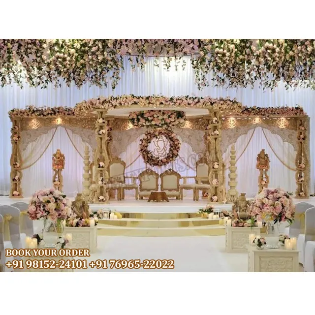 Đẹp Bằng Gỗ Mandap Thiết Lập Cho Anh Đám Cưới Mới Nhất Đám Cưới Bằng Gỗ Khắc Mandap Anh Tuyệt Đẹp Nhất Trong Nhà Wedding Mandap Anh