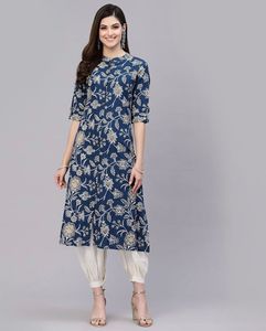 设计师手工印花人造丝库尔提女性美丽出口印度和巴基斯坦服装适用于所有场合 - Product Image 5