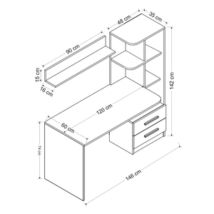 Alta qualità ALASKA scrivania da studio bianco-nero Multi-funzione tavolo disegni in legno scrivania Computer sala studio mobili per la casa - Product Image 6