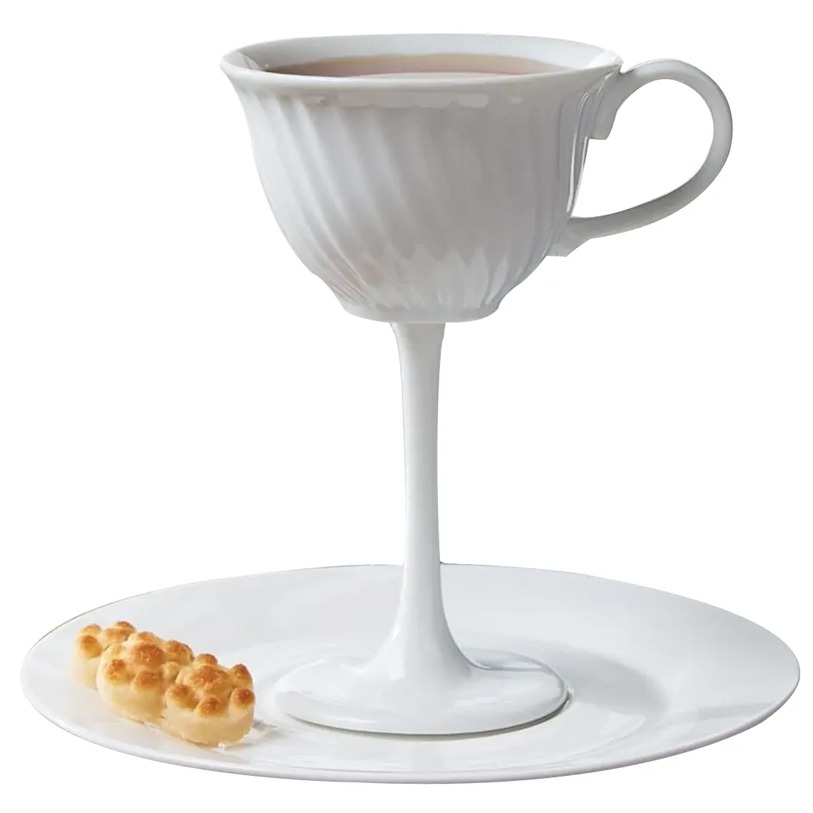 High Tea Cup Oversized Ceramic Tea Cup Stemware chá cerâmico branco para decoração home