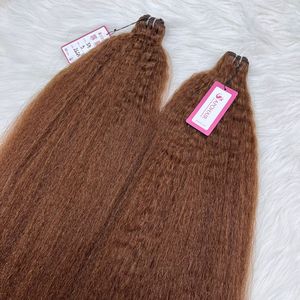 卸売ヘアベンダーバージンバンドルバルクバージンキンキーストレートエクステンション、ダブルドローレミーダークブラウンヘアエクステンション - Product Image 3