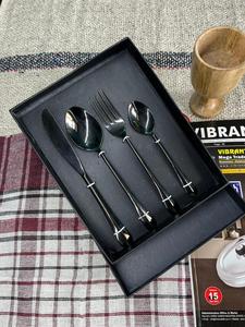 Stainless Steel Silverware Luxurious Top Quality Flatware Set With Wooden Box Fork Knife Spoon Kitchenware <strong>Eno</strong> Friendly Cutlery