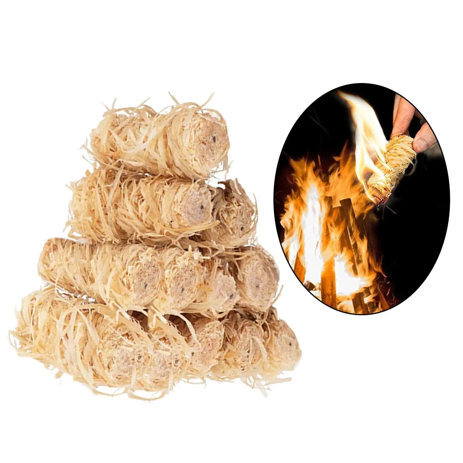 Eco-Friendly Wood Wool Firelighters - 200 Pack Natural, Safe & Versatile Flame Starters for Stoves, BBQs, Pizza Ovens