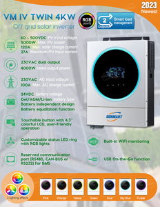 4k כפול פלט היברידי מחוץ לרשת סולארית 24v120a mppt ב-wifi + טווח pv מקסימום 60-500v קלט זרם 27a יעילות גבוהה bms