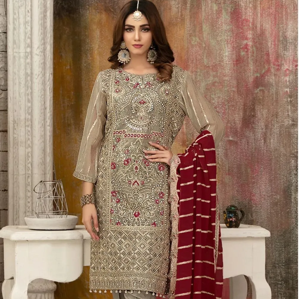 Latest Fox Georgette Heavy With embroidered Work Indian Pakistani Suit Wholesaler In India