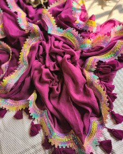 Ethnic Style Rich Super Slab Cotton Fabric with Floral Pattern Multiple Thrade Lace and <strong>Coding</strong> <strong>Sequence</strong> Made of Silk