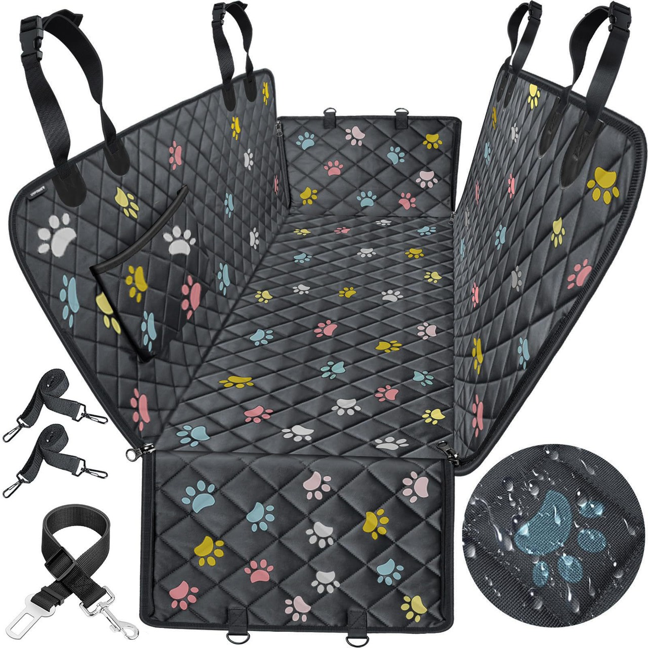 Negro con Colirful Paw Prints