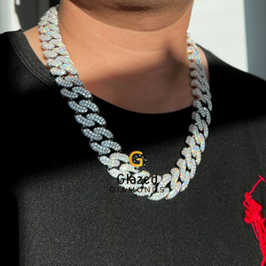 Yeni inanılmaz tam buzlu Out küba bağlantı Miami Hip Hop zincir erkekler için yuvarlak parlak Lab yetiştirilen Diamonds 925 ayar gümüş - Product Image 4