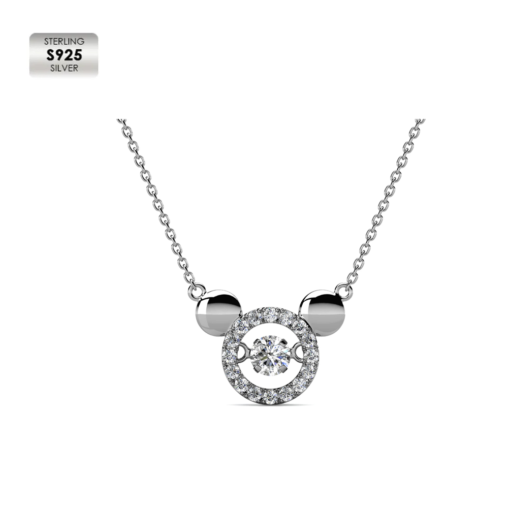 S925 Silver with 18K White Gold Micky Mouse Pendant
