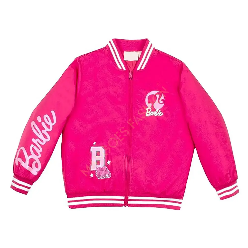 Barbie Girls Bomber Jacket, Zip-up Bomber Jacket para niñas Power Outerwear Cálido y cómodo todo el día