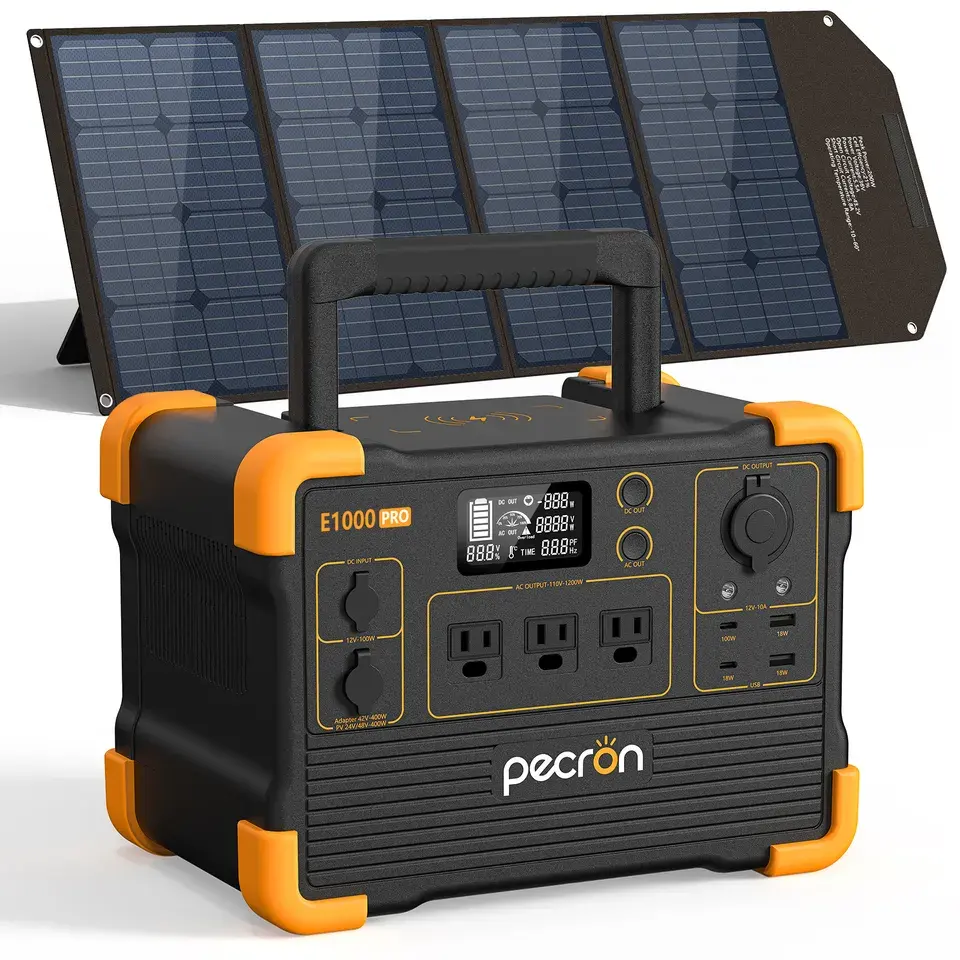 PECRON 192000mAh 1200W 1500W Centrale électrique portable d'urgence, générateur solaire FascCharge supérieur, système d'énergie solaire